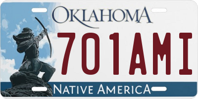 OK license plate 701AMI