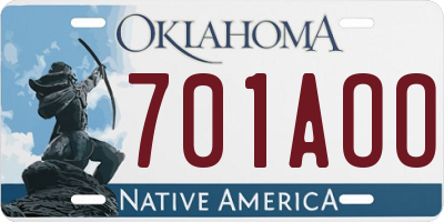 OK license plate 701AOO