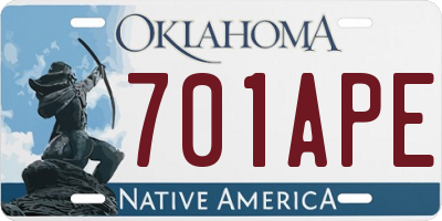 OK license plate 701APE