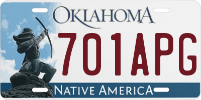 OK license plate 701APG