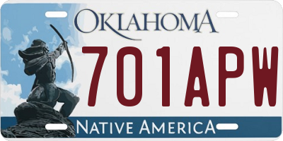 OK license plate 701APW