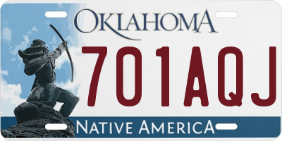 OK license plate 701AQJ