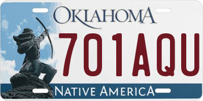 OK license plate 701AQU
