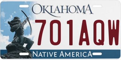 OK license plate 701AQW