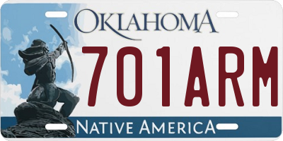 OK license plate 701ARM
