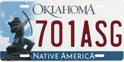 OK license plate 701ASG