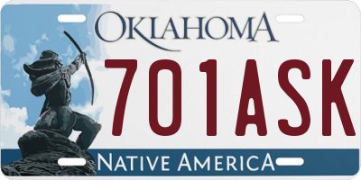 OK license plate 701ASK