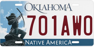 OK license plate 701AWO