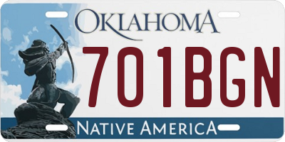 OK license plate 701BGN