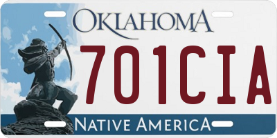 OK license plate 701CIA