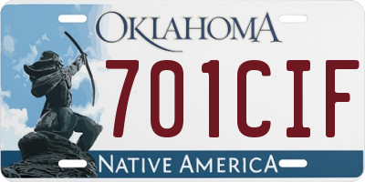OK license plate 701CIF