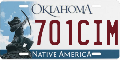 OK license plate 701CIM