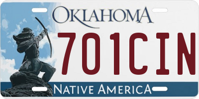 OK license plate 701CIN