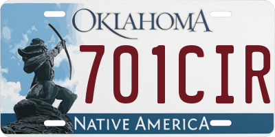 OK license plate 701CIR