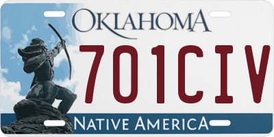 OK license plate 701CIV