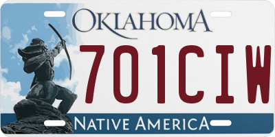 OK license plate 701CIW