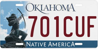 OK license plate 701CUF