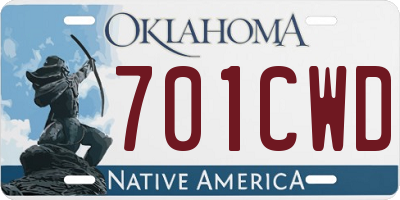 OK license plate 701CWD