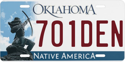 OK license plate 701DEN