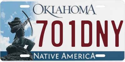 OK license plate 701DNY