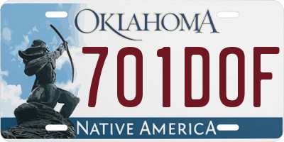 OK license plate 701DOF