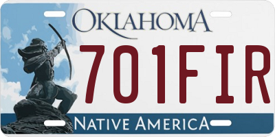 OK license plate 701FIR