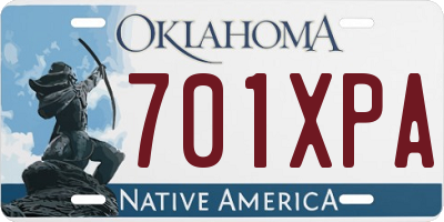 OK license plate 701XPA