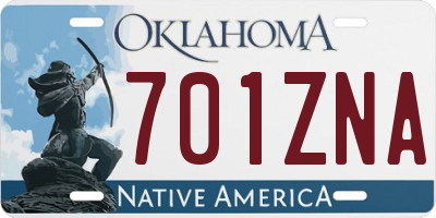 OK license plate 701ZNA