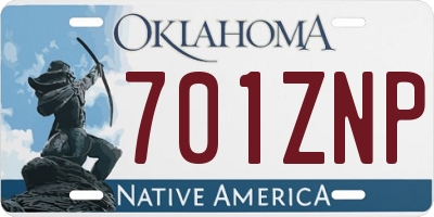 OK license plate 701ZNP