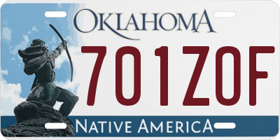 OK license plate 701ZOF