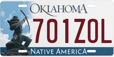 OK license plate 701ZOL