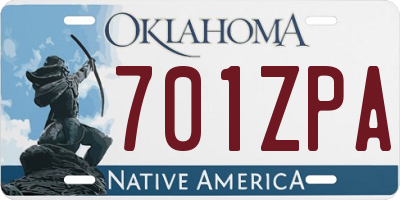 OK license plate 701ZPA