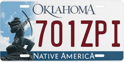 OK license plate 701ZPI