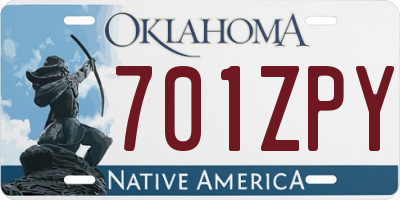 OK license plate 701ZPY