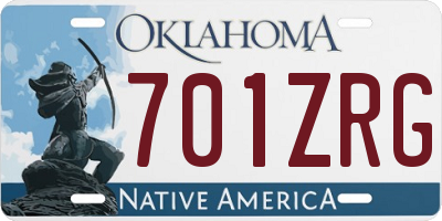 OK license plate 701ZRG