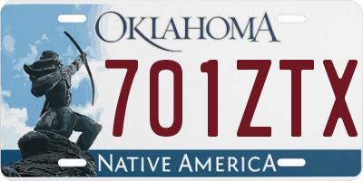 OK license plate 701ZTX