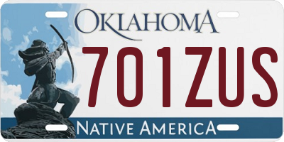 OK license plate 701ZUS