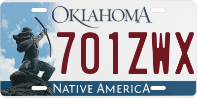 OK license plate 701ZWX