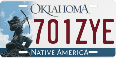 OK license plate 701ZYE
