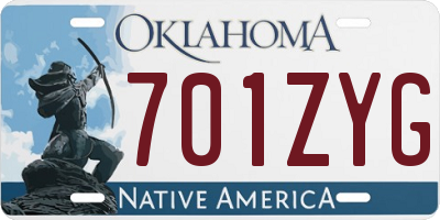 OK license plate 701ZYG