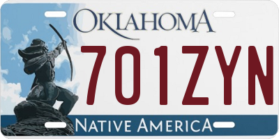OK license plate 701ZYN