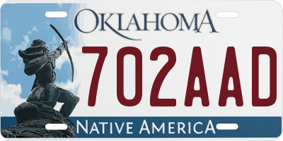 OK license plate 702AAD