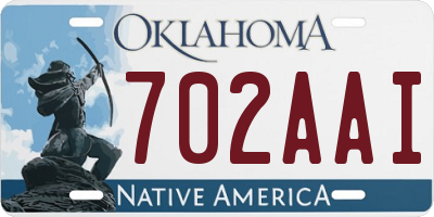 OK license plate 702AAI