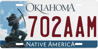 OK license plate 702AAM