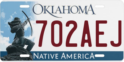 OK license plate 702AEJ