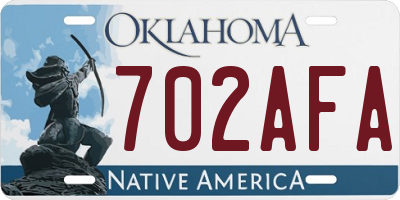 OK license plate 702AFA