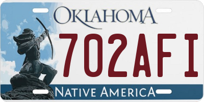 OK license plate 702AFI