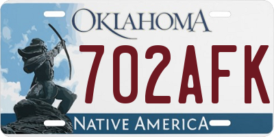 OK license plate 702AFK