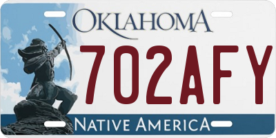OK license plate 702AFY