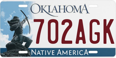 OK license plate 702AGK